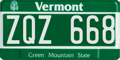 VT license plate ZQZ668
