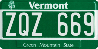 VT license plate ZQZ669