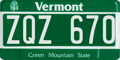 VT license plate ZQZ670
