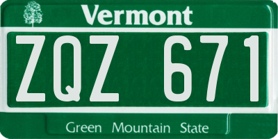 VT license plate ZQZ671