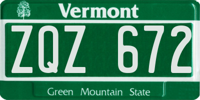 VT license plate ZQZ672