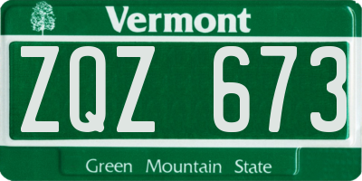 VT license plate ZQZ673