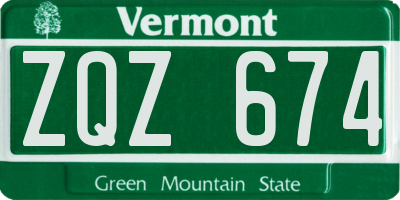 VT license plate ZQZ674