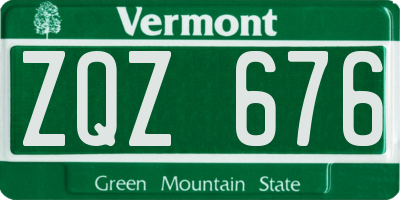 VT license plate ZQZ676