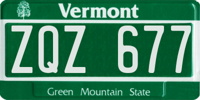 VT license plate ZQZ677