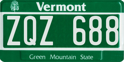 VT license plate ZQZ688