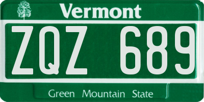 VT license plate ZQZ689