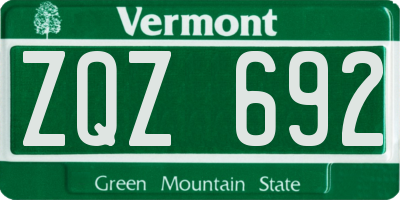 VT license plate ZQZ692