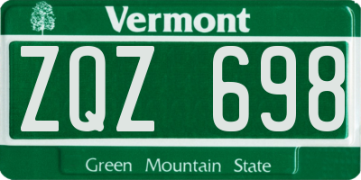 VT license plate ZQZ698