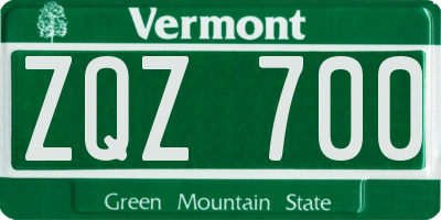 VT license plate ZQZ700