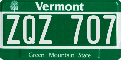VT license plate ZQZ707
