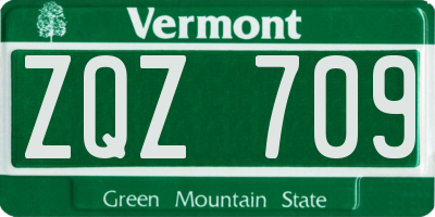VT license plate ZQZ709