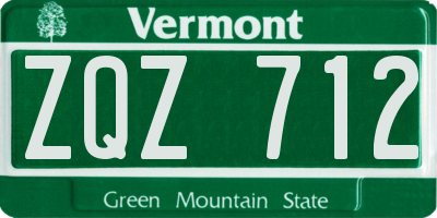VT license plate ZQZ712