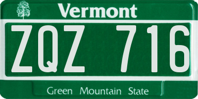 VT license plate ZQZ716