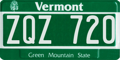 VT license plate ZQZ720