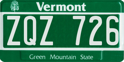 VT license plate ZQZ726