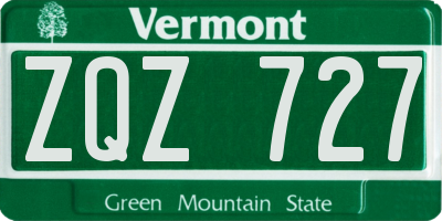 VT license plate ZQZ727