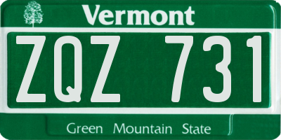 VT license plate ZQZ731