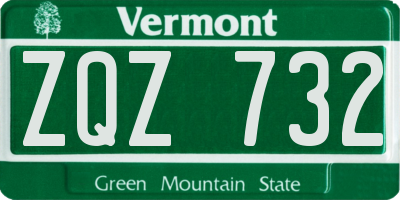 VT license plate ZQZ732