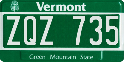 VT license plate ZQZ735
