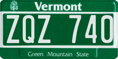 VT license plate ZQZ740
