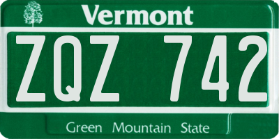 VT license plate ZQZ742