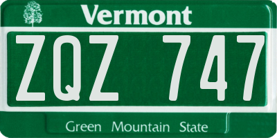 VT license plate ZQZ747