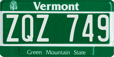 VT license plate ZQZ749