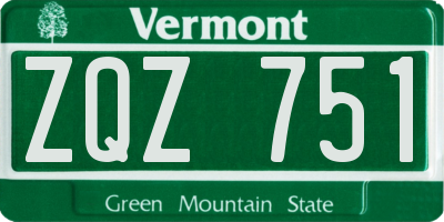 VT license plate ZQZ751