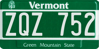 VT license plate ZQZ752