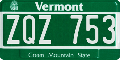 VT license plate ZQZ753