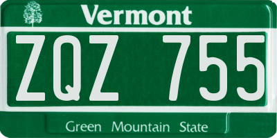 VT license plate ZQZ755