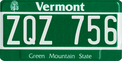 VT license plate ZQZ756