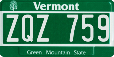 VT license plate ZQZ759