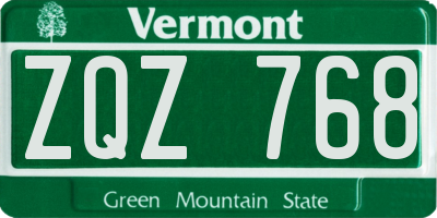VT license plate ZQZ768