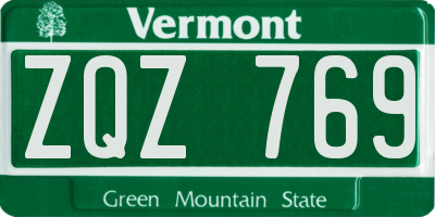 VT license plate ZQZ769