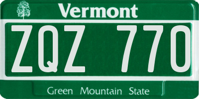 VT license plate ZQZ770