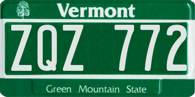 VT license plate ZQZ772