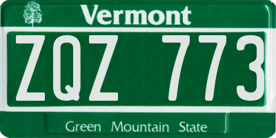 VT license plate ZQZ773