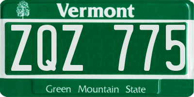 VT license plate ZQZ775
