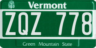 VT license plate ZQZ778