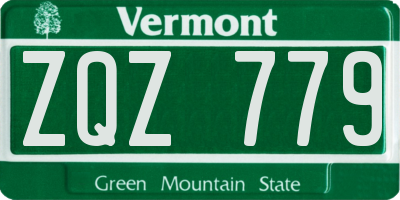 VT license plate ZQZ779