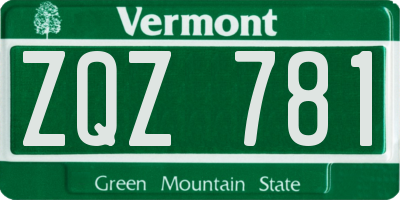 VT license plate ZQZ781