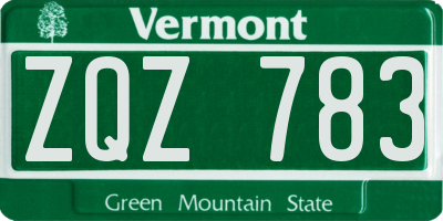 VT license plate ZQZ783