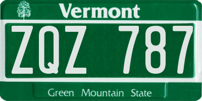 VT license plate ZQZ787