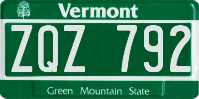 VT license plate ZQZ792