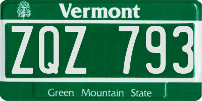 VT license plate ZQZ793