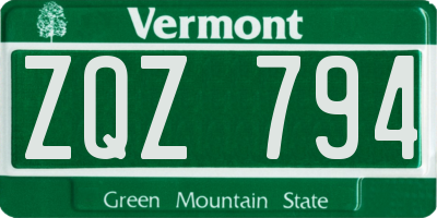 VT license plate ZQZ794