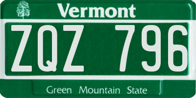 VT license plate ZQZ796