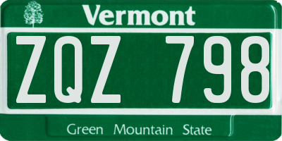VT license plate ZQZ798